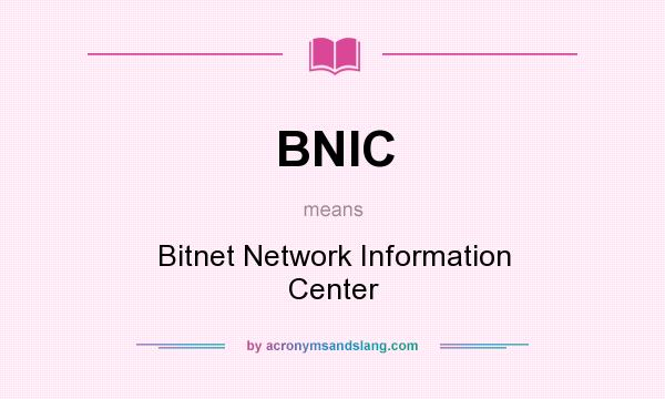 What does BNIC mean? It stands for Bitnet Network Information Center