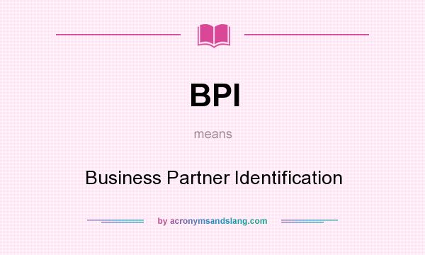 What does BPI mean? It stands for Business Partner Identification