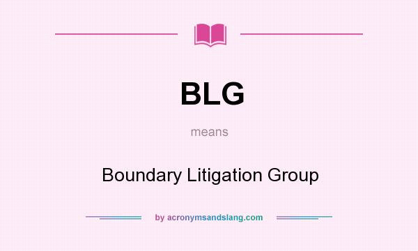 What does BLG mean? It stands for Boundary Litigation Group