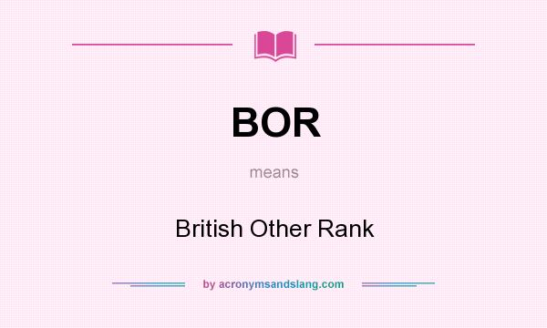 What does BOR mean? It stands for British Other Rank