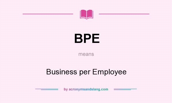 What does BPE mean? It stands for Business per Employee