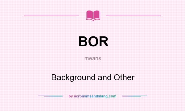 What does BOR mean? It stands for Background and Other