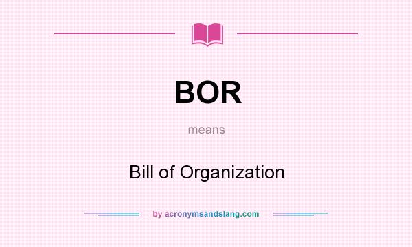 What does BOR mean? It stands for Bill of Organization
