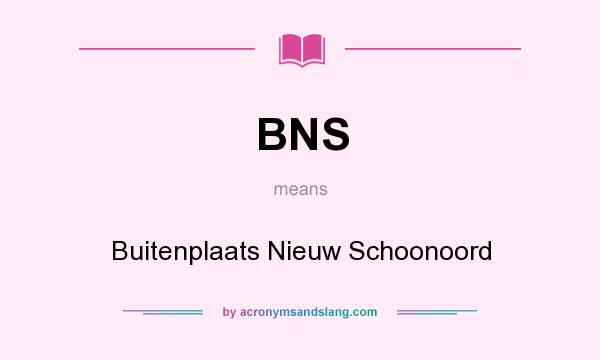 What does BNS mean? It stands for Buitenplaats Nieuw Schoonoord