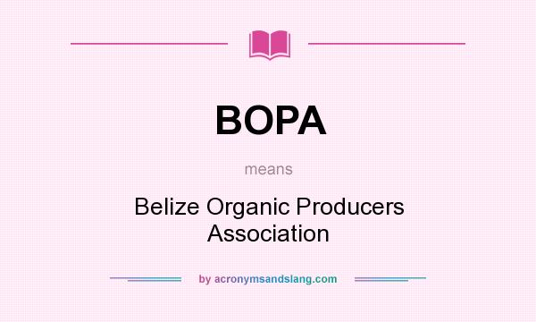 What does BOPA mean? It stands for Belize Organic Producers Association
