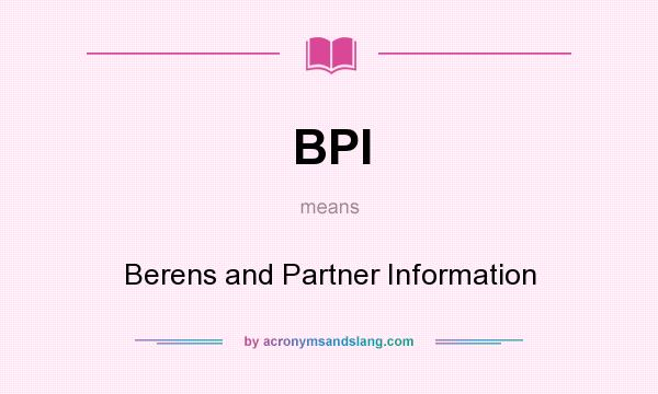 What does BPI mean? It stands for Berens and Partner Information