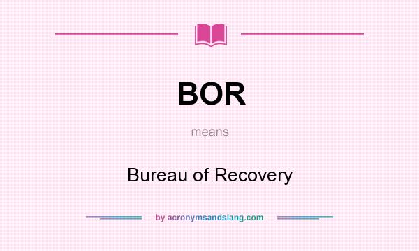 What does BOR mean? It stands for Bureau of Recovery