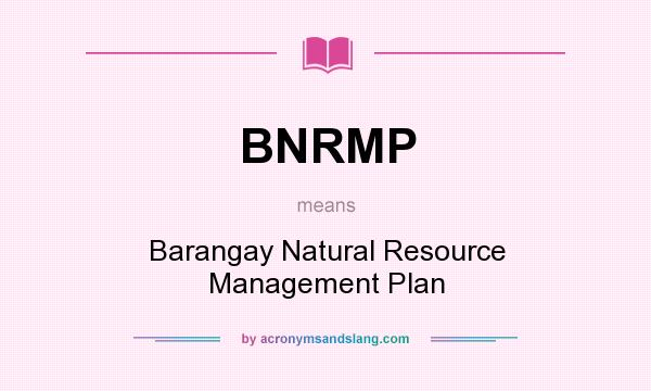 What does BNRMP mean? It stands for Barangay Natural Resource Management Plan