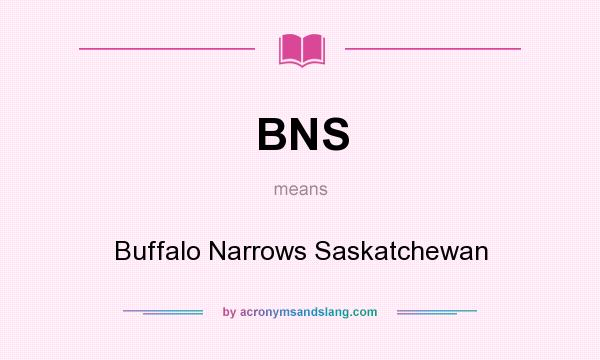 What does BNS mean? It stands for Buffalo Narrows Saskatchewan