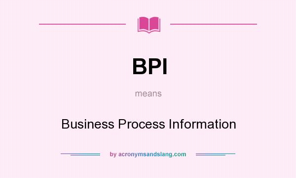 What does BPI mean? It stands for Business Process Information