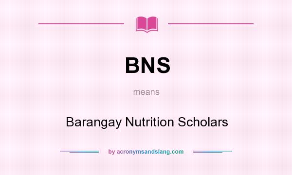 What does BNS mean? It stands for Barangay Nutrition Scholars