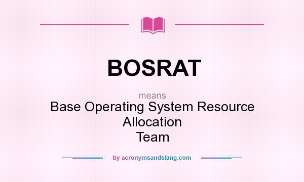 What does BOSRAT mean? It stands for Base Operating System Resource Allocation Team