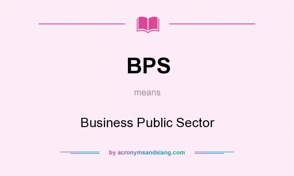 What does BPS mean? It stands for Business Public Sector