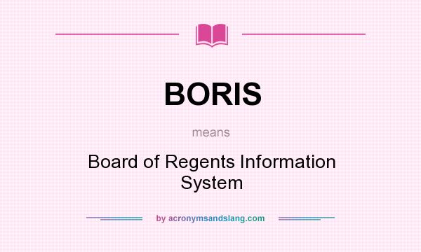 What does BORIS mean? It stands for Board of Regents Information System