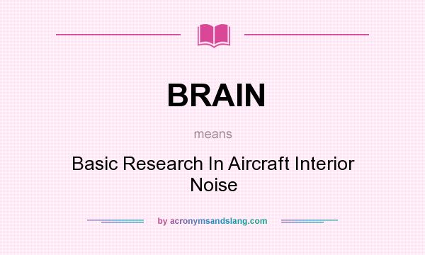 What does BRAIN mean? It stands for Basic Research In Aircraft Interior Noise