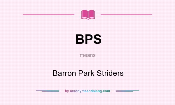 What does BPS mean? It stands for Barron Park Striders