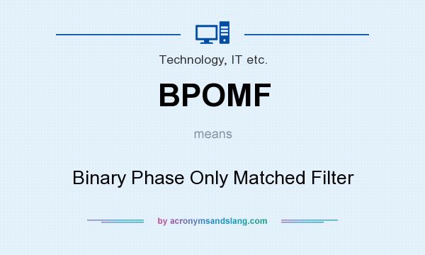 What does BPOMF mean? It stands for Binary Phase Only Matched Filter