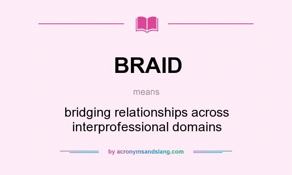 What does BRAID mean? It stands for bridging relationships across interprofessional domains