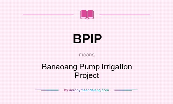 What does BPIP mean? It stands for Banaoang Pump Irrigation Project