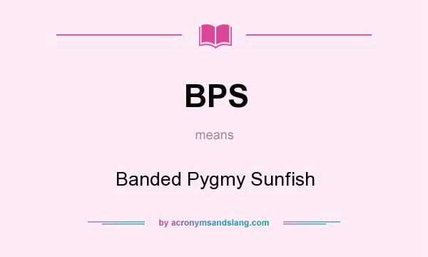 What does BPS mean? It stands for Banded Pygmy Sunfish