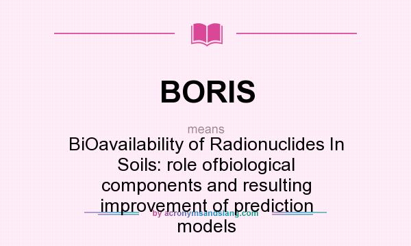 What does BORIS mean? It stands for BiOavailability of Radionuclides In Soils: role ofbiological components and resulting improvement of prediction models