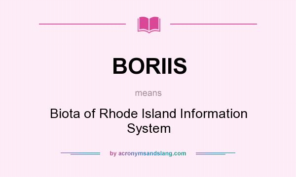 What does BORIIS mean? It stands for Biota of Rhode Island Information System