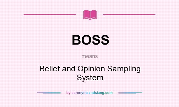 What does BOSS mean? It stands for Belief and Opinion Sampling System
