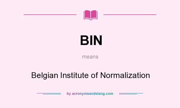 What does BIN mean? It stands for Belgian Institute of Normalization