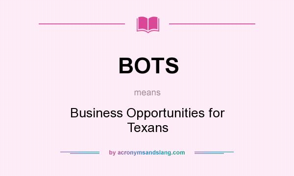 What does BOTS mean? It stands for Business Opportunities for Texans