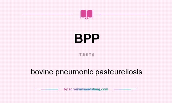 What does BPP mean? It stands for bovine pneumonic pasteurellosis