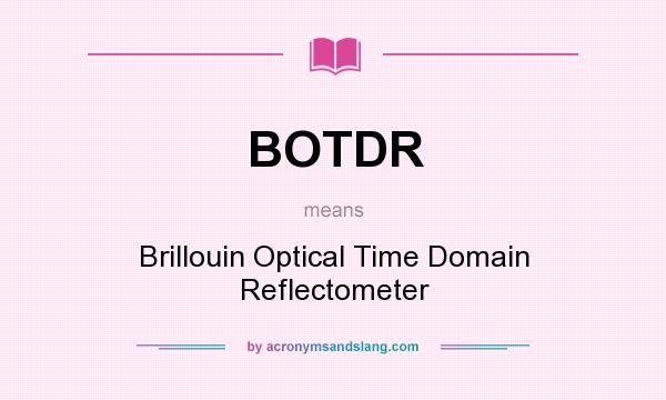 What does BOTDR mean? It stands for Brillouin Optical Time Domain Reflectometer