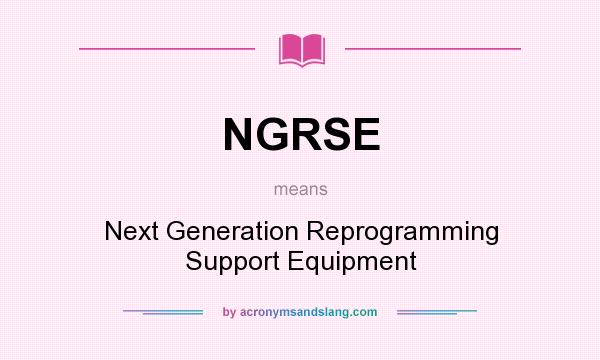 What does NGRSE mean? It stands for Next Generation Reprogramming Support Equipment