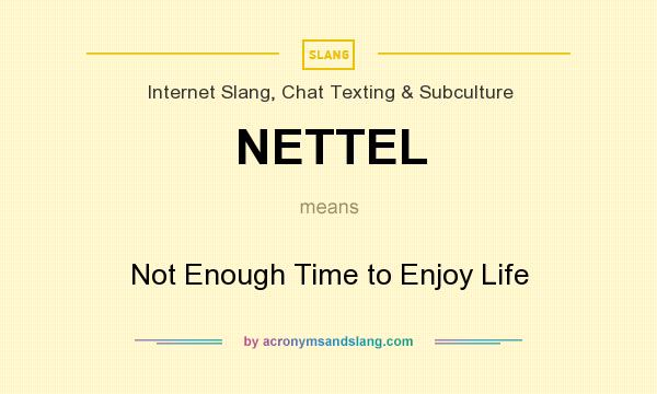 What does NETTEL mean? It stands for Not Enough Time to Enjoy Life