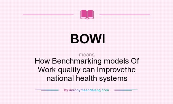 What does BOWI mean? It stands for How Benchmarking models Of Work quality can Improvethe national health systems