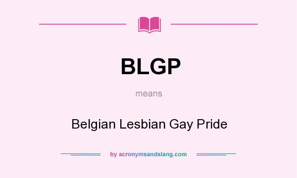 What does BLGP mean? It stands for Belgian Lesbian Gay Pride