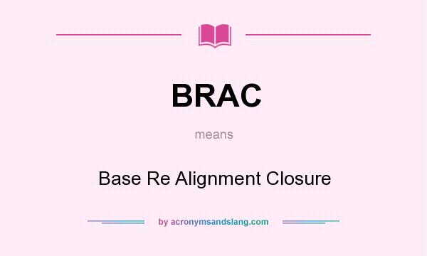 What does BRAC mean? It stands for Base Re Alignment Closure