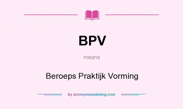 What does BPV mean? It stands for Beroeps Praktijk Vorming