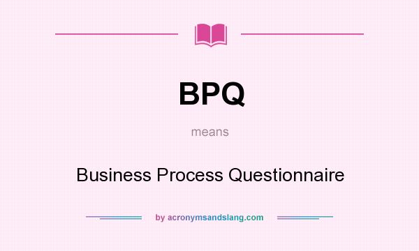 What does BPQ mean? It stands for Business Process Questionnaire