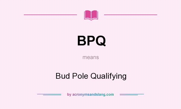 What does BPQ mean? It stands for Bud Pole Qualifying
