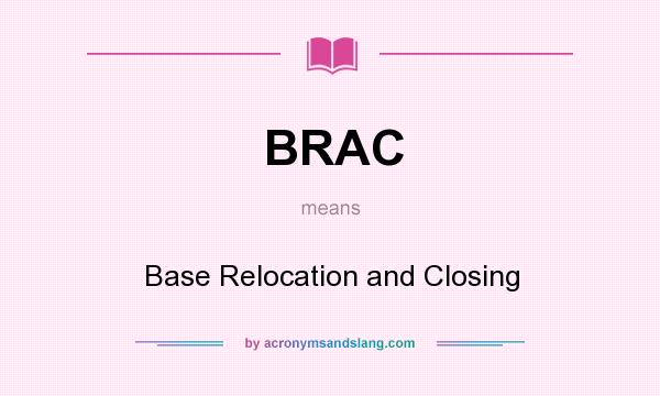 What does BRAC mean? It stands for Base Relocation and Closing