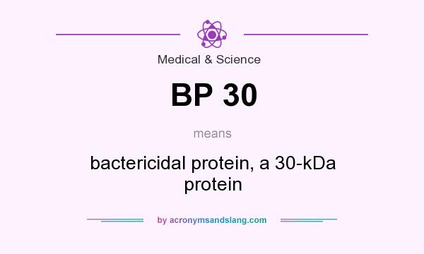 What does BP 30 mean? It stands for bactericidal protein, a 30-kDa protein
