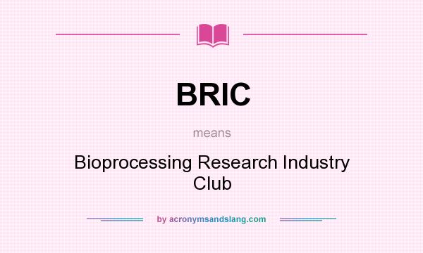 What does BRIC mean? It stands for Bioprocessing Research Industry Club