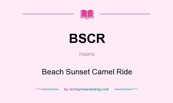 What does BSCR mean? It stands for Beach Sunset Camel Ride