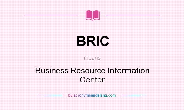 What does BRIC mean? It stands for Business Resource Information Center