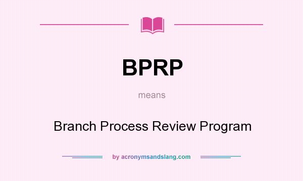 What does BPRP mean? It stands for Branch Process Review Program