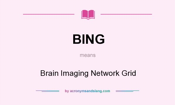 What does BING mean? It stands for Brain Imaging Network Grid
