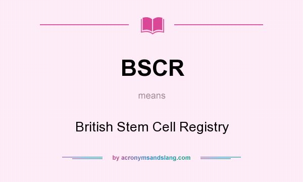 What does BSCR mean? It stands for British Stem Cell Registry