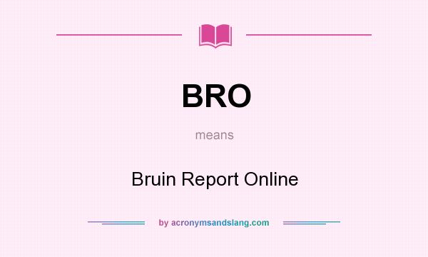 What does BRO mean? It stands for Bruin Report Online