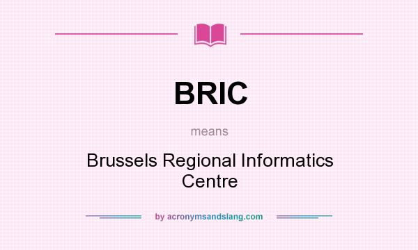 What does BRIC mean? It stands for Brussels Regional Informatics Centre