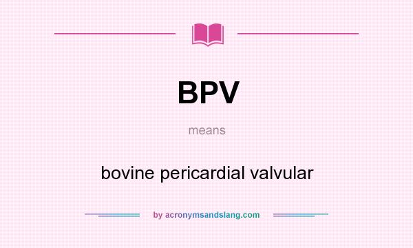 What does BPV mean? It stands for bovine pericardial valvular